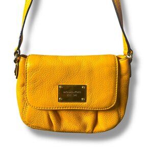MICHAEL KORS - YELLOW LEATHER+GOLD TONE CROSSBODY SHOULDER BAG